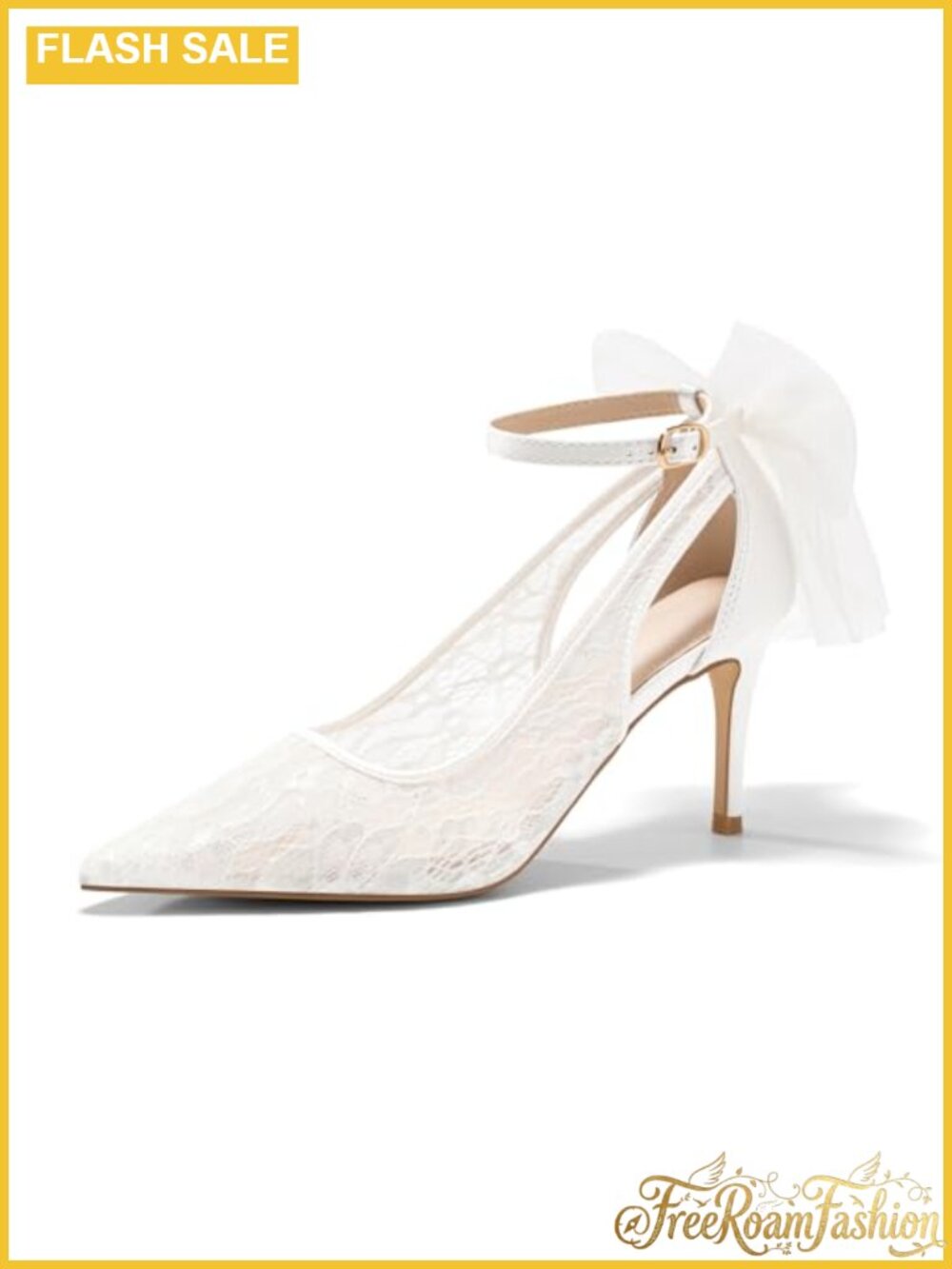 Lace Mesh Stiletto Heels Pointed Toe Wedding Pumps
